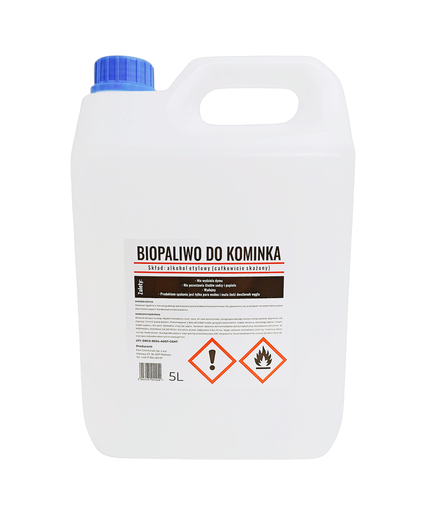 BIOPALIWO DO KOMINKA BIOETANOL BIOKOMINEK 5L / 5000 ML BEZZAPACHOWE